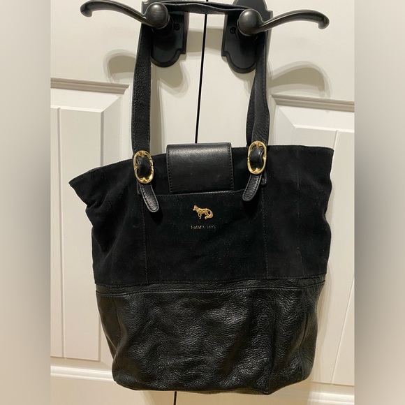 Emma Fox large leather and suede shoulder bag - Picture 2 of 9